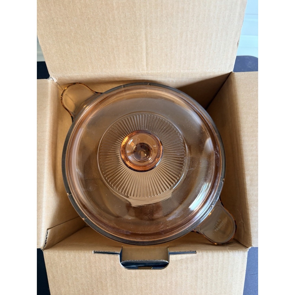 VISIONS CP-8697 3.5L Covered Cookpot Goulde Soup Pot and Lid Amber Pyroceram NEW - Picture 6 of 7